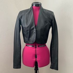 Saks Fifth Avenue Cropped Leather Jacket - Size P